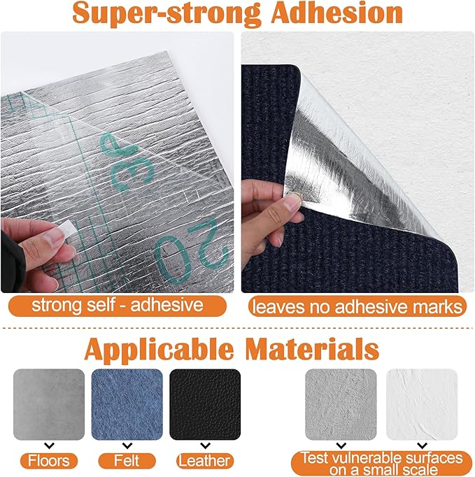 Cat Scratch Furniture Protector - 118" x 13.8" Trimmable Self-Adhesive Cats Claws Scratch Pads, DIY Cat Climbing Couch Protector for Scratch Post Cat Tree Replacement Indoor (Dark Blue)