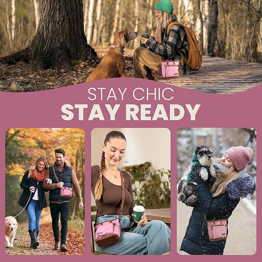 BEAU&FUR Large Dog Treat Pouch with Clicker for Training – 4 Cup Capacity, Built-In Poop Bag Dispenser, Expandable Pocket, Metal Buckle, Large Back Pocket, Ideal Design for Walks and Training – Pink