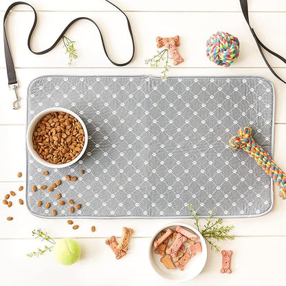 Bone Dry Machine Washable, Ultra Absorbent Pet Mat, 14x24, Gray Trellis Print