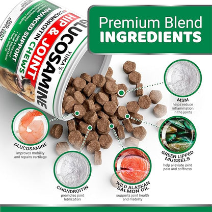 (2 Pack) Glucosamine for Dogs - Hip and Joint Supplement for Dogs - Glucosamine Chondroitin Chews - Joint Pain Relief Supplement with MSM - Advanced Health - Mobility Support - Made in USA