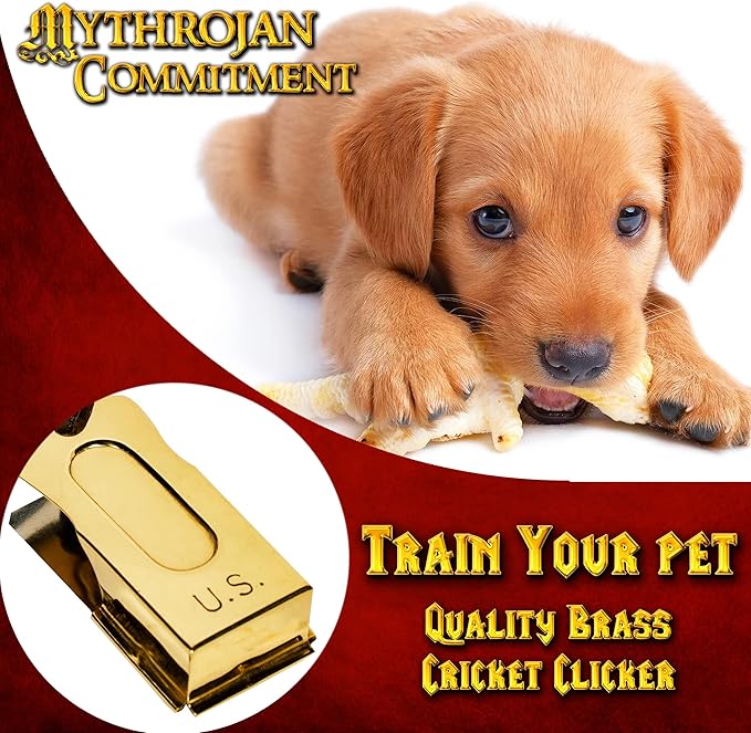 Mythrojan Brass and Steel Pet Training Clicker Puppy Dog Training Cricket Clicker U.S. Engraved WII Military Gear Metal Clicker
