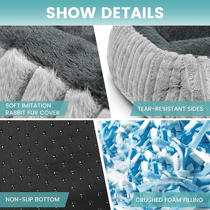 Dog Beds for Large Sized Dogs 35x28 Inch, Comfort-Sided Orthopedic Dog Bed Couch with Breathable Shredded Memory Foam, Faux Rabbit Fur Pet Bed, Non-Detachable, Non-Slip, Machine Washable