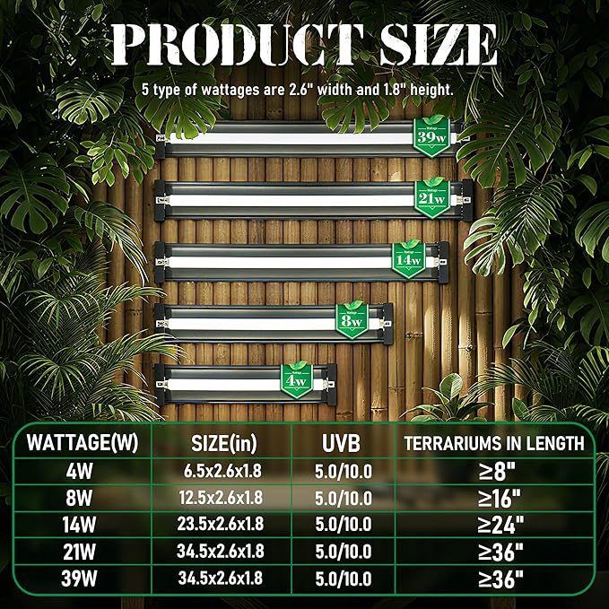 NEPTONION T5 Reptile UVB Light 34.5 Inches Fixture with UVB 5.0 Bulb High Output Hood for Terrariums, Basking Reptiles, Lizards, Chameleons, Iguanas, Bearded Dragons, 39W