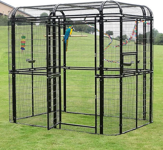 wonline Parrot Cages for Large Birds Outdoor Extra Large Bird Cage with Bird Cage and Perch, Suitable for Macaws Canaries Parrots Budgie Lovebirds (Black)