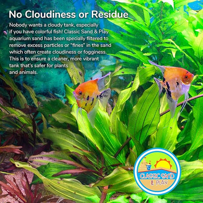 CLASSIC SAND & PLAY Natural Aquarium Sand for Freshwater and Saltwater Tanks, 20 lb. Bag, Improves Filter Life and Filtration Process, Pre-Washed Fine Sand, Yellow