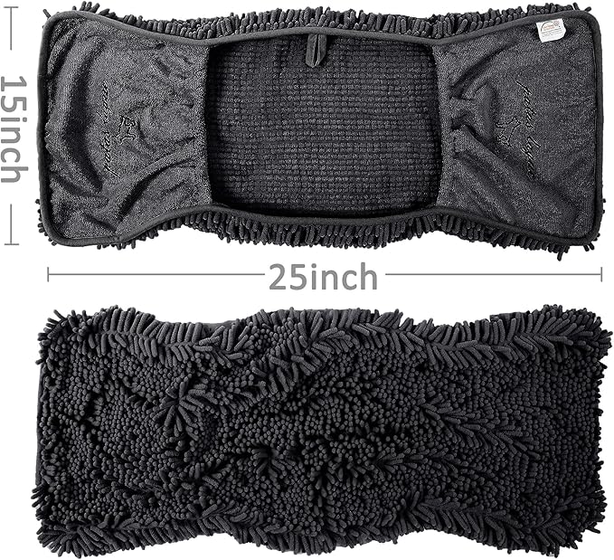 Patas Lague 2 Pack Absorbent Dog Towel for Drying Dogs Large, 35''x15'' Extra Large Microfiber Quick Drying Pet Bath Towel with Hand Pockets, Machine Washable Pet Shammy Grey NavyBlue