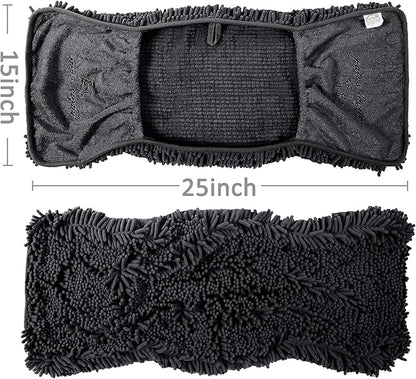 Patas Lague 2 Pack Absorbent Dog Towel for Drying Dogs Large, 35''x15'' Extra Large Microfiber Quick Drying Pet Bath Towel with Hand Pockets, Machine Washable Pet Shammy Grey NavyBlue