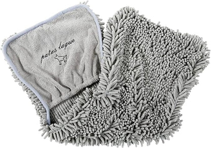 Patas Lague 2 Pack Absorbent Dog Towel for Drying Dogs Large, 35''x15'' Extra Large Microfiber Quick Drying Pet Bath Towel with Hand Pockets, Machine Washable Pet Shammy Grey NavyBlue