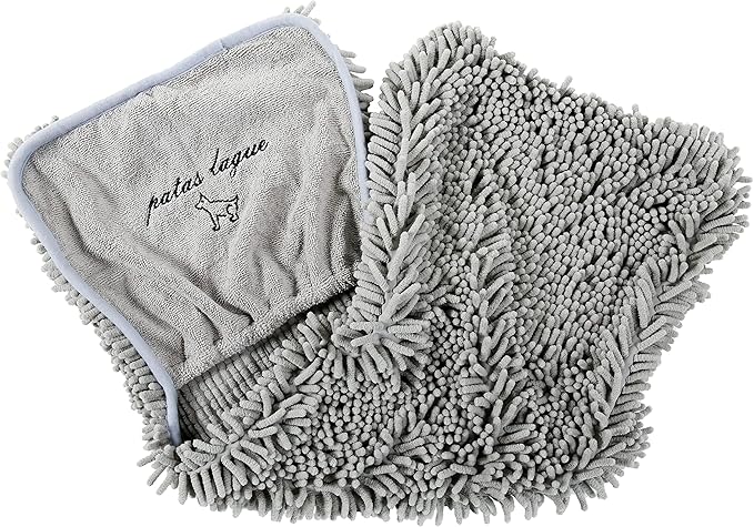Patas Lague 2 Pack Absorbent Dog Towel for Drying Dogs Large, 35''x15'' Extra Large Microfiber Quick Drying Pet Bath Towel with Hand Pockets, Machine Washable Pet Shammy Grey NavyBlue