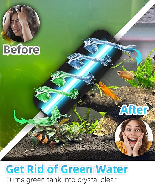 COOSPIDER Aquarium Filter U-Very Suitable for 10-45 Gallon Tank, 158GPH Small Fish Tank Filters for Green Control, Powerful Internal Submersible Pump for Turtle Tank, Air Supply & Oxygen Enhancement