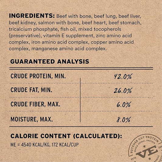 Vital Essentials Freeze-Dried Raw Beef & Salmon Meal or Mixer Dog Food Soft Nibs | 99% Beef, Salmon, Organs & Bone | 3 lbs Big Bag