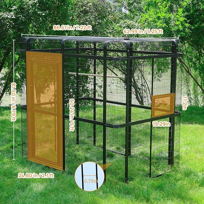 wonline 10FT Extra Large Bird Cage for Parakeets Outdoor Bird Aviary Parrot Cage with Perch, Walk-in Heavy Duty Birdcage for Macaws Canaries Parrots Budgie Lovebirds, Black