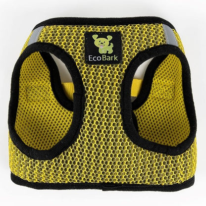 EcoBark Step in Dog Harness - Eco-Friendly Teacup Dog Harnesses for XXS, XS, and Small Dogs - Reflective and Adjustable Mini Body Halter Vest -Tiny Soft Mesh Toy Breed Harness (Yellow, XXXS)