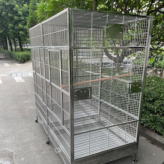 BMWPET SUS201 Stainless Steel Dome Top Style Bird Cage Parrot Cage 80"X40"X78"