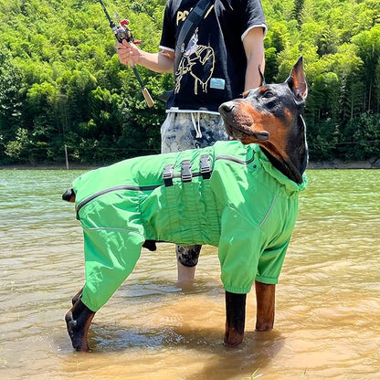 Dogs Waterproof Jacket, Lightweight Waterproof Jacket Reflective Safety Dog Raincoat Windproof Snow-Proof Dog Vest for Small Medium Large Dogs Green XXL