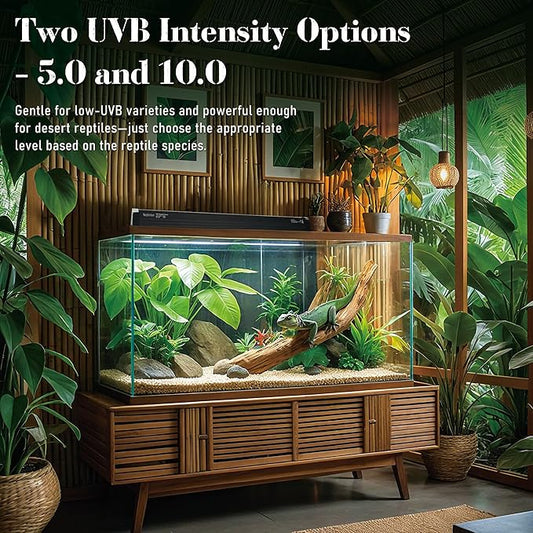 NEPTONION T5 Reptile UVB Light 22.7 Inches Fixture with UVB 5.0 Bulb High Output Hood for Terrariums, Basking Reptiles, Lizards, Chameleons, Iguanas, Bearded Dragons, 14W