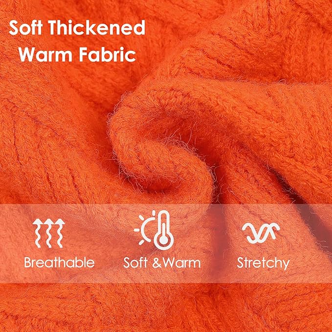 AOFITEE Small Dog Sweater, Dog Sweaters for Small Dogs Male, Thick Dogs Winter Sweatshirt Girl Boy, Pet Halloween Sweater, Classic Cable Turtleneck Holiday Knitwear for Pug Dachshund (Orange, S)