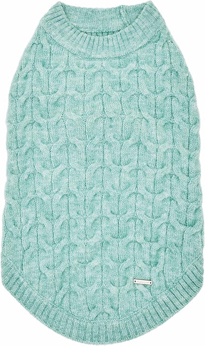 Blueberry Pet Classic Fuzzy Knit Dog Sweater, Crew-Neck Pullover Christmas Style in Heathered Jade, 12” Back Length, Cozy & Soft