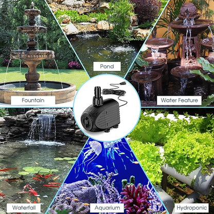 NFESOLAR Submersible Pump, 400GPH Ultra Quiet Submersible Water Pump with Dry Burning Protection 8ft High Lift for Fountains, Hydroponics, Ponds, Aquariums & More KF205