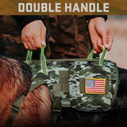 Forestpaw Dog Harness Medium Sized,Tactical Dog Harness with Handle,No Pull Military Style Service Dog Vest with Pockets Adjustable for Medium Large Dogs,Camouflage Green,Chest 19.5-41.5"