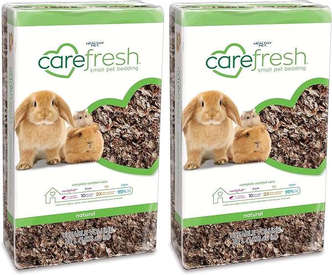 Carefresh Natural Paper Small Pet Bedding, Dust-Free | Odor Control | 30 L | Pack of 2 | 99% Dust-Free