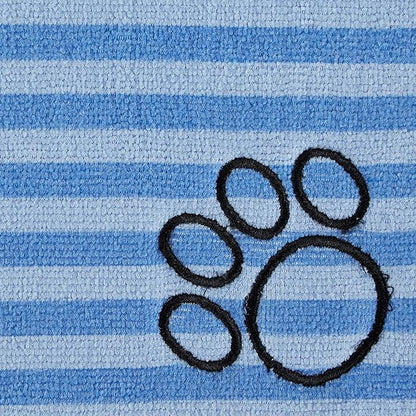 Bone Dry Machine Washable, Ultra Absorbent Pet Mat, 12x18, Blue Stripe