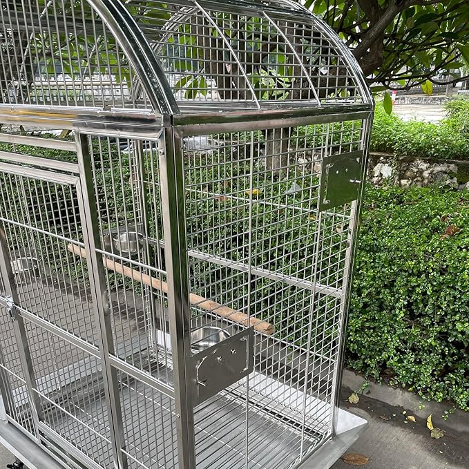 BMWPET SUS201 Stainless Steel Dome Top Style Bird Cage Parrot Cage 40"X30"X66"