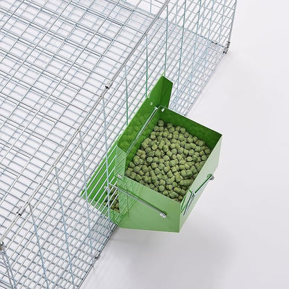 CounttyLivin Metal Small Animal Feeder with Lid, Heavy Duty, Large Capacity Food Dispenser, Great for Rabbits, Guinea Pigs, Chinchillas and Other Small Animals (7.4 inch, Green)