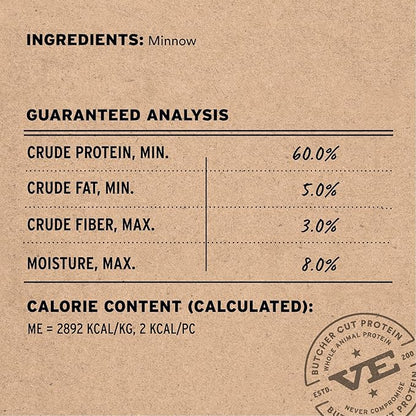 Vital Essentials Single Ingredient Minnows Dog Treats, 2.5 oz | Freeze-Dried Raw | Premium Quality High Protein Training Treats | Grain Free, Gluten Free, Filler Free