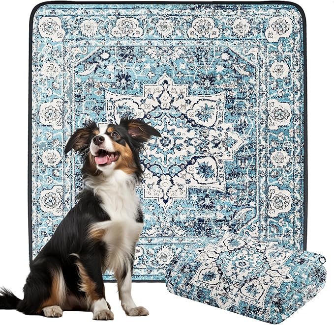 Ocean-Blue Non-Slip Dog Washable Pee Pad Extra Large 72" x 72", Reusable Pet Training Pad for Dogs, Cats, and Puppies