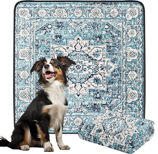 Ocean-Blue Non-Slip Dog Washable Pee Pad Extra Large 72" x 72", Reusable Pet Training Pad for Dogs, Cats, and Puppies