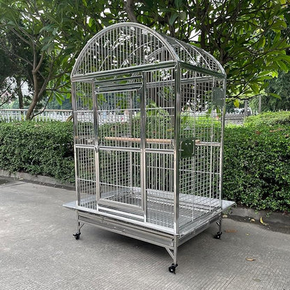 BMWPET SUS201 Stainless Steel Dome Top Style Bird Cage Parrot Cage 40"X30"X66"
