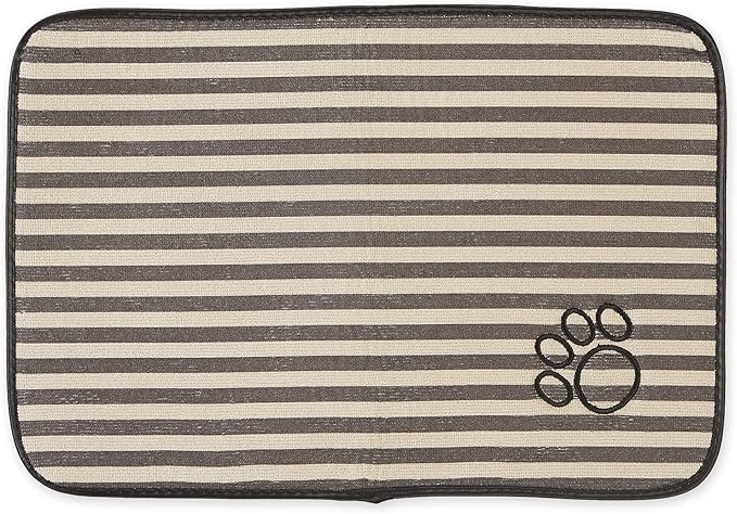 Bone Dry Machine Washable, Ultra Absorbent Pet Mat, 12x18, Brown Stripe