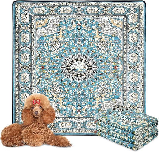 Qeils Washable Pee Pads for Dogs, 2 Pack Reusable 48"x48" Super Absorbent Leakproof Dog Training Pads, Non-Slip Potty Pads for Crate, Floor, Kennel, Whelping Litter Mat Puppy Supplies