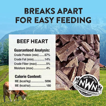 Northwest Naturals Raw Rewards Freeze-Dried Beef Heart Treats for Dogs and Cats - Bite-Sized Pieces - Healthy, 1 Ingredient, Human Grade Ingredient, All Natural, Proudly Made in USA, 10 Oz (Pack of 3)