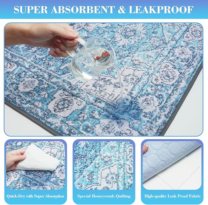 Ocean-Blue Non-Slip Dog Washable Pee Pad Extra Large 72" x 72", Reusable Pet Training Pad for Dogs, Cats, and Puppies