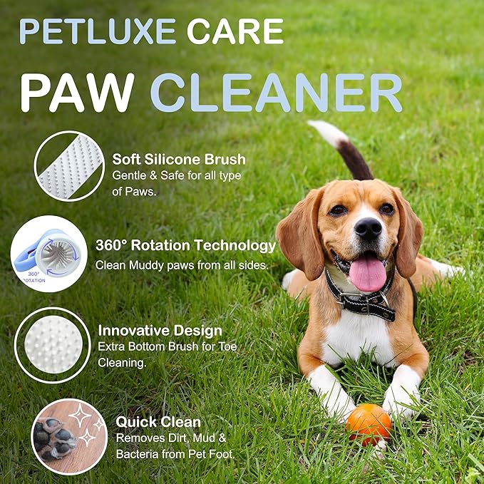 Dog Paw Washer Kit - Includes Paw Cleaner Cup, Towel, Pet Bath Brush & Moisturizing Balm - Dog Foot Washer for Muddy Paws, ideal for Small & Medium Dogs (Blue, Small)