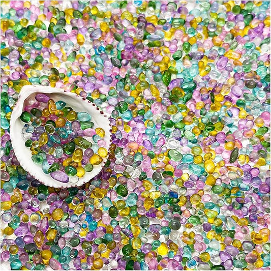 BXI 2.2 Lbs Small Aquarium Substrate Gravel Sand, Polished Smooth Fish Tank Gravel, Colorfast Uncoated Vibrant Blue Sea Glass, Decorative Stones for Vase Fillers, Fairy Garden, Potted Plants