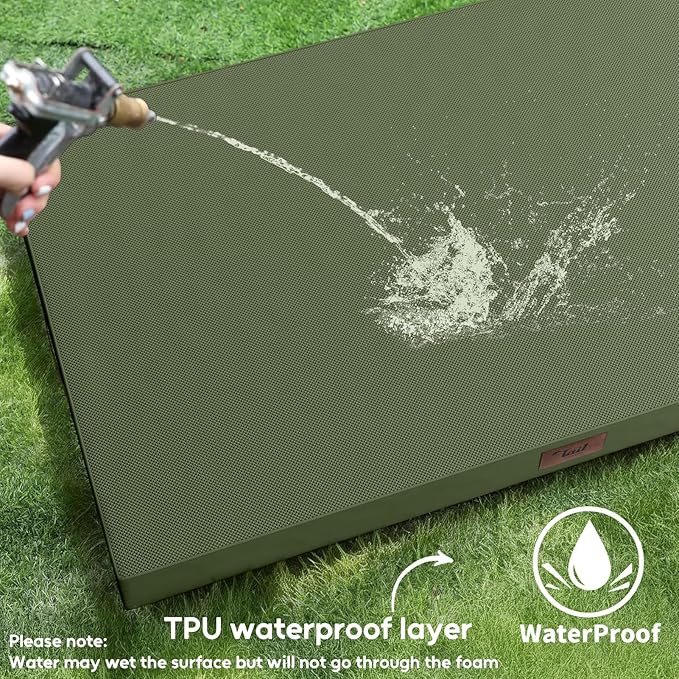 Outdoor Orthopedic Dog Bed, Waterproof Dog Bed for Large Dogs 36x27 Inch, Egg Crate Foam Pet Mat with Washable Removable Oxford Cooling Cover, Amy Green