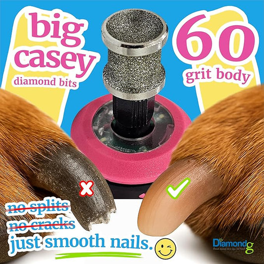 Diamondg Dog Nail Grinder Bit, 1 Pack - Compatible with Dremel, Diamond Bit for Pet Nails with 60 Grit Body & 120 Grit Polishing Bowl - Ideal for Large Dogs Over 30lbs., Standard Big Casey
