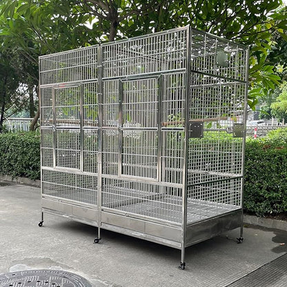 BMWPET SUS201 Stainless Steel Dome Top Style Bird Cage Parrot Cage 80"X40"X78"