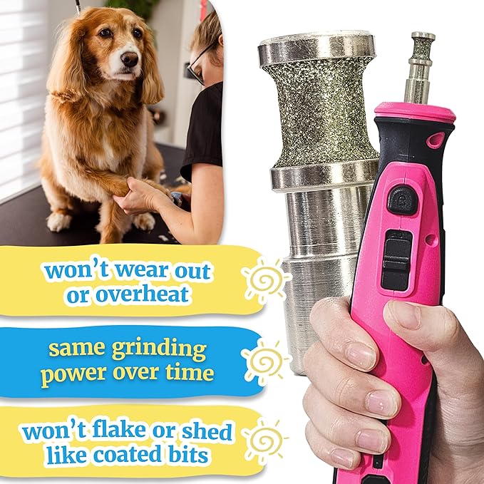 Diamondg Dog Nail Grinder Bits, 2 Pack - Compatible with Dremel, Diamond Bits for Pet Nails, Ideal for Small and Large Dogs (Enhanced Little Lola & Standard Big Casey)