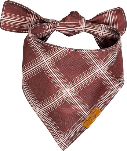 Remy+Roo Fall Dog Bandanas 4 Pack - Amber Set, Premium Durable Polyester Fabric, Patented Curved Design, Adjustable Fit for Small, Large, and XL Dogs, Trendy Patterns, Dog Fall Bandanas (Small)