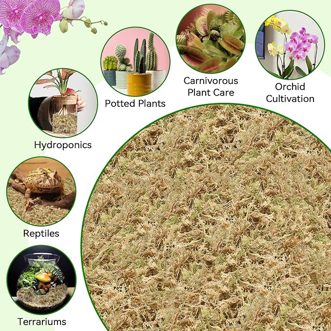 ZeeDix 3QT Natural Sphagnum Moss for Plants, Orchid Moss Potting Mix for Repotting, High Water Retention, Help with Maintain Humidity, Plant Moss for Gardening, Hanging Baskets, Reptile Bedding