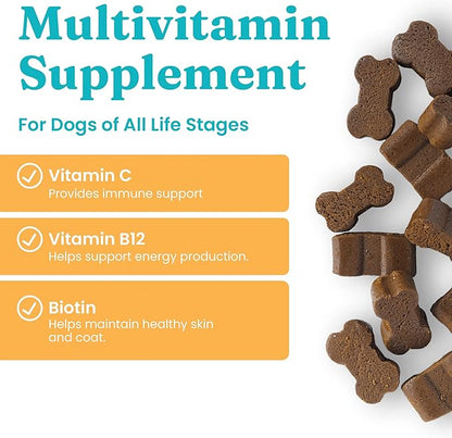 Solid Gold Dog Multivitamin - Soft Dog Vitamins & Supplements Chews - All-in-One Heart, Immune, Brain, Skin, Coat & Gut Health Support w/Vitamin C, B12, Probiotics & Antioxidants - Bacon Flavor 120ct