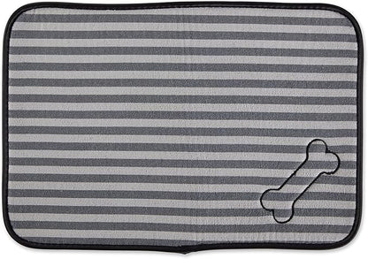 Bone Dry Machine Washable, Ultra Absorbent Pet Mat, 12x18", Gray Stripe