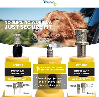 Diamondg Cordless Micro Dog Nail Grinder with Quiet Sound & LED Tip for Large & Small Dogs, 4hrs. Runtime - Electric Dog Nail Trimmer, Heavy Duty Rotary Tool Alternative to Toenail Clippers & Filers