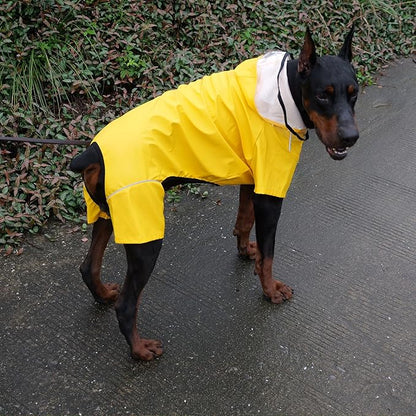 Four-Legged Full Coverage Waterproof Dog Raincoat with Reflective Features Pet Raincoats for Large Medium Small Dogs Yellow S