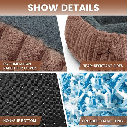 Dog Beds for Extra Large Dogs 39x32 Inch, Comfort-Sided Orthopedic XL Dog Bed Couch with Breathable Shredded Memory Foam, Faux Rabbit Fur Pet Bed, Non-Detachable, Non-Slip, Machine Washable