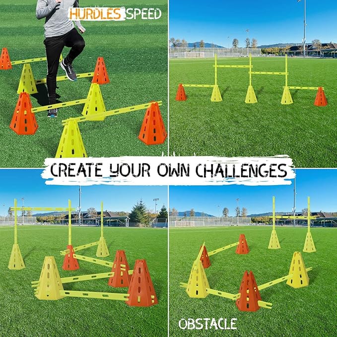 Yes4All Speed and Agility Training Equipment Set - Hurdles and Cones for Athletes in Soccer, Basketball, Football